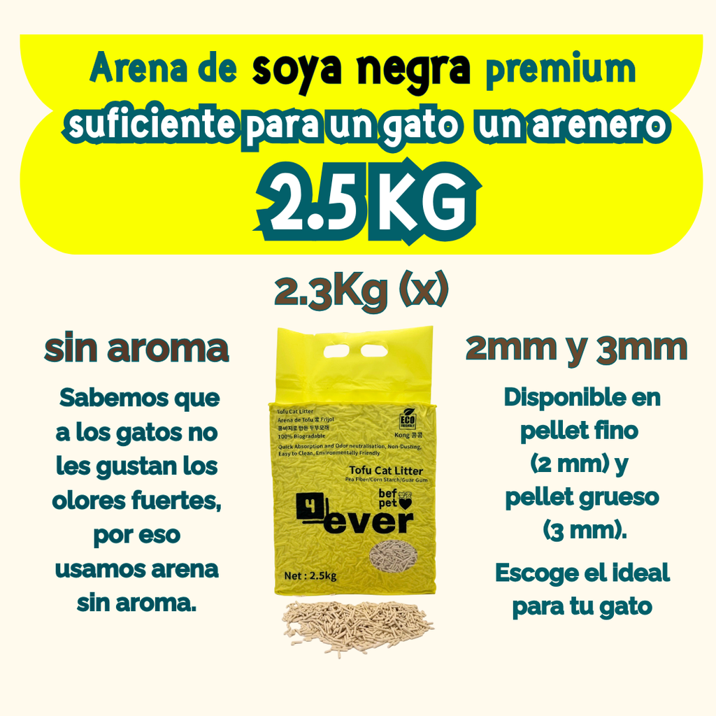 Arena para Gatos Befpet 4ever Tofu Pellets 2.0 mm 100% Biodegradable 2.5 kg