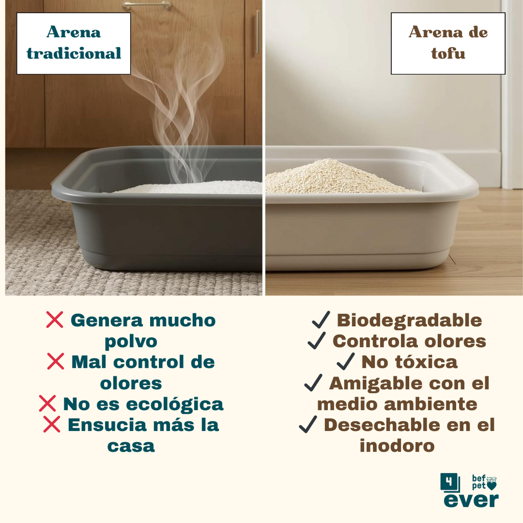Arena para Gatos Befpet 4ever Tofu Pellets 2.0 mm 100% Biodegradable 2.5 kg