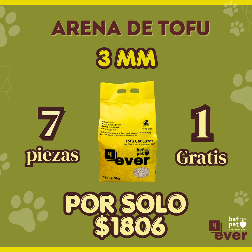 PROMO PACK 8 PIEZAS 3 MM DE ARENA DE TOFU BEFPET 4 EVER PROMO PACK
